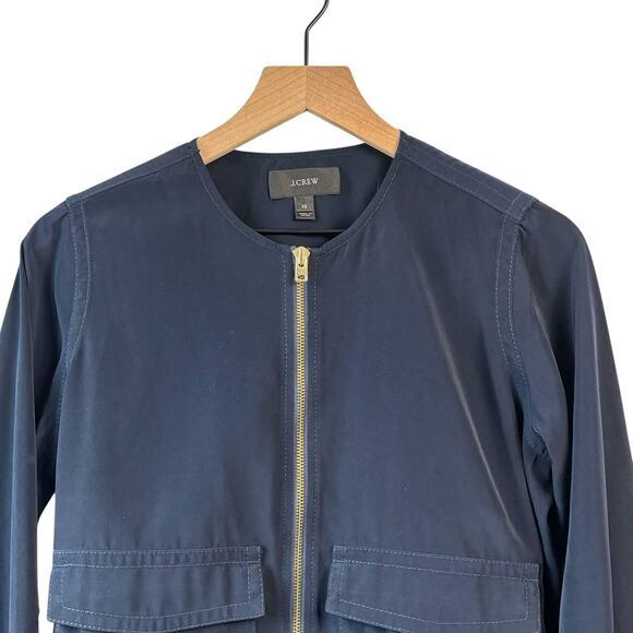 J Crew Womens Jacket XS Blue Bomber Full Zip Quick Dry Business Preppy Gorpcore - Picture 2 of 8
